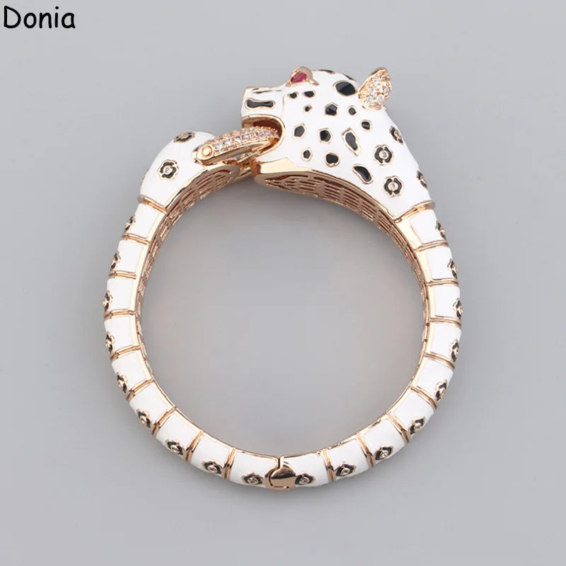 Donia Jewelry European and American fashion leopard titanium steel micro-set zircon animal luxury bracelet