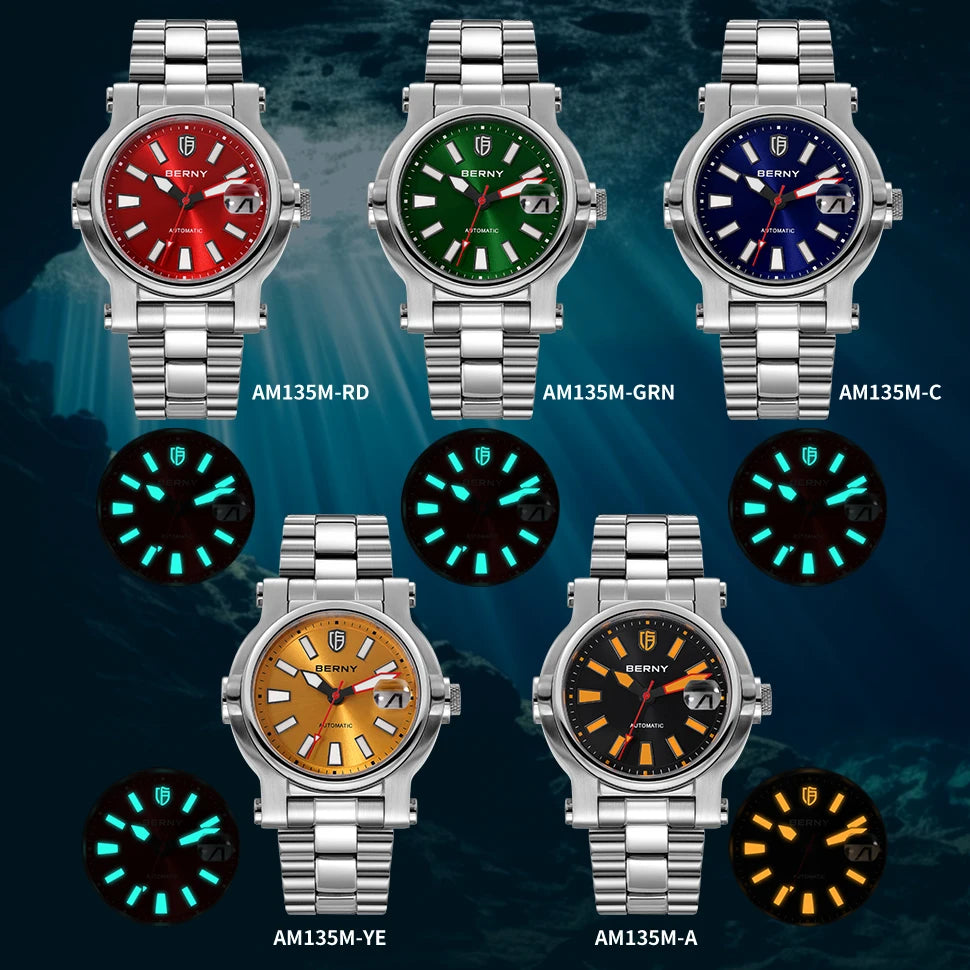 BERNY Men Diver Automatic Watch.