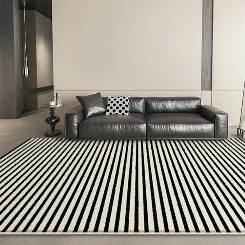 Nordic Retro Living Room Decoration Plaid Carpet Black and White Plush Rug Fluffy Soft Rugs for Bedroom Luxury Study Floor Mat