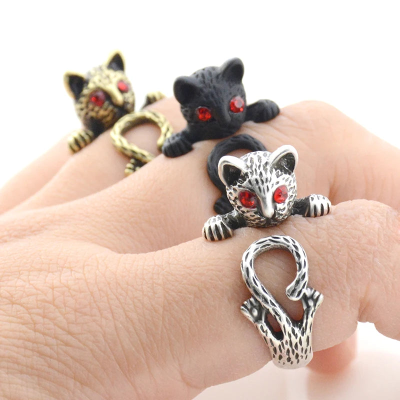 Vintage Pet Cat Ring Animal Design.