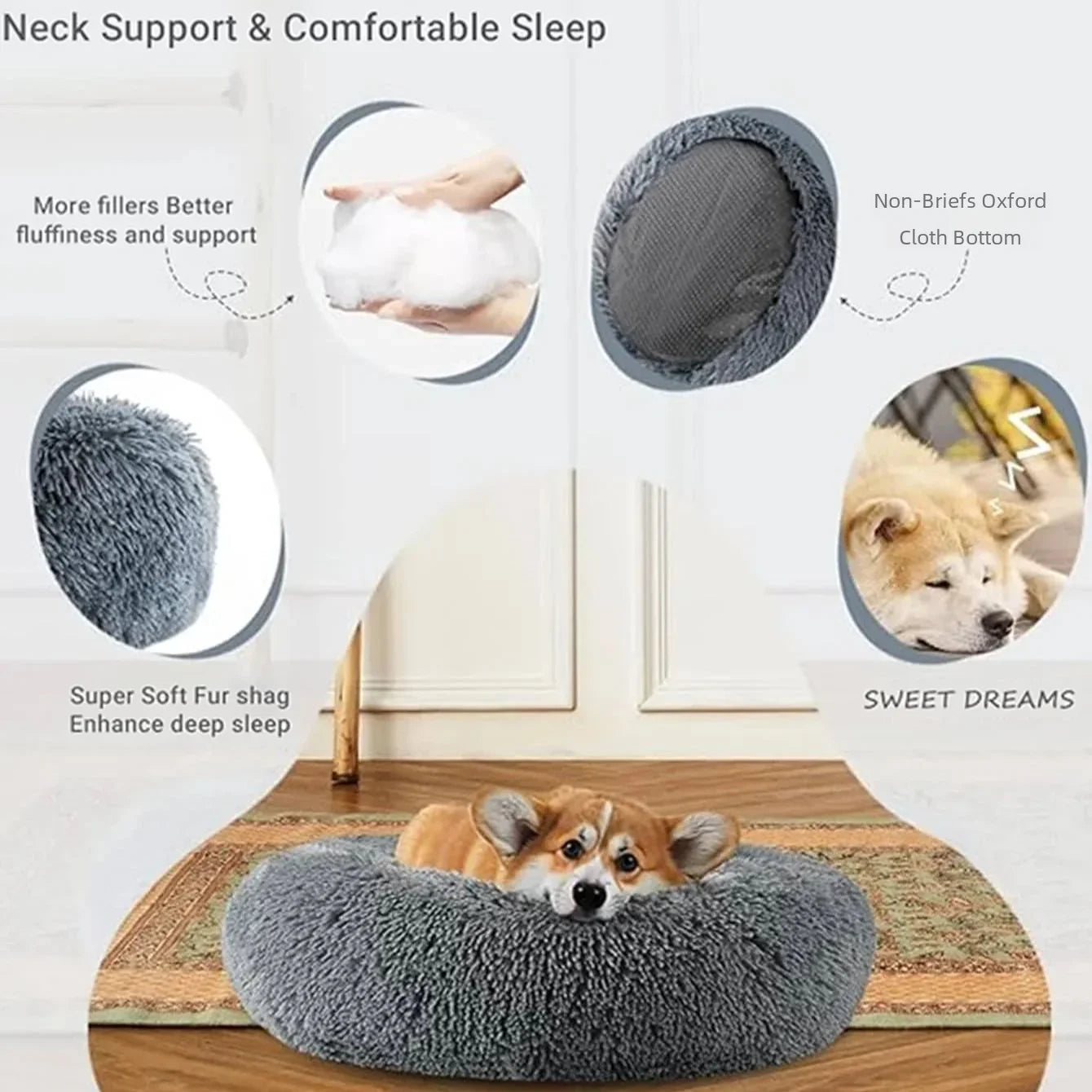 40-90cm Round Pet Bed for Large Dog Bed Super Soft Cat.