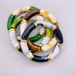 Colorful Acrylic Tube Stretch Bracelet for Women, Fashion Stylish Bangle Jewelry Couple Bangles Gift Jewelry