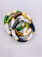 Colorful Acrylic Tube Stretch Bracelet for Women, Fashion Stylish Bangle Jewelry Couple Bangles Gift Jewelry