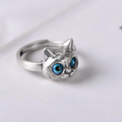 Charm Blue Eyes Cat Rings for Women Girls.