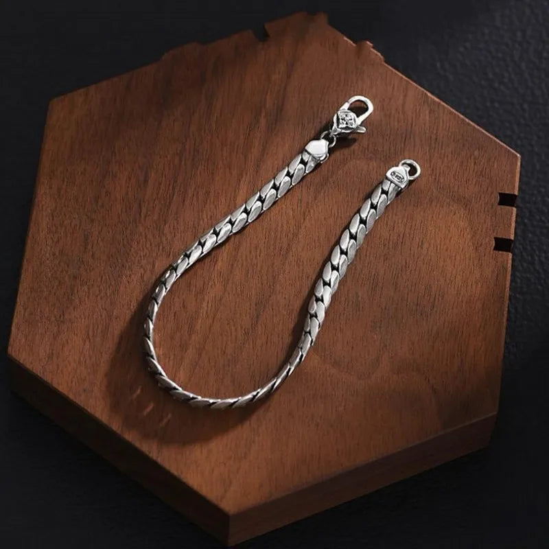 Silver Simple Hand Diamond Bracelet Men