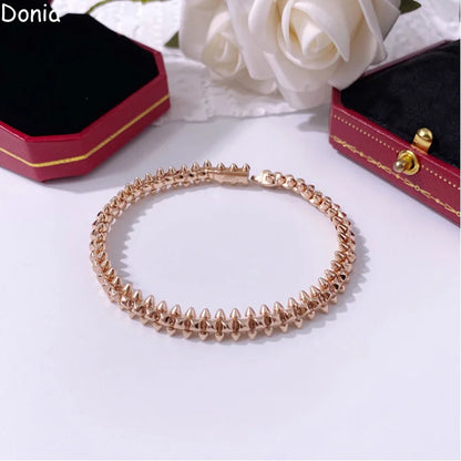 Donia jewelry new European and American fashion retro glossy rivet open bracelet palace luxury jewelry bracelet