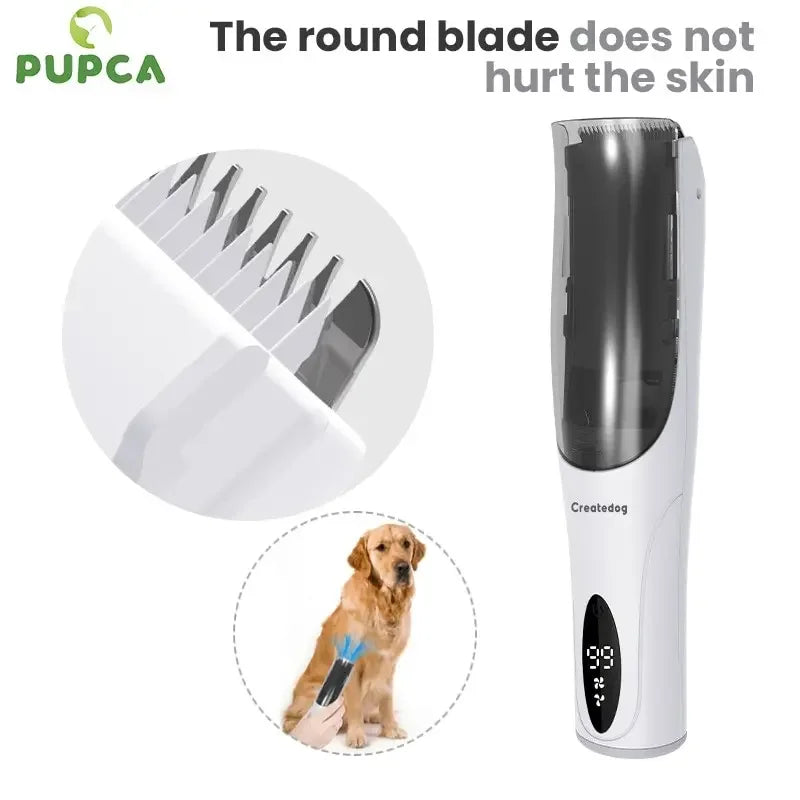 PUPCA Vacuum Pet Hair Quiet Clipper Electric Display Pet Hair Trimmer Kit Waterproof Cat Grooming Haircut Cutter Cutting Machine