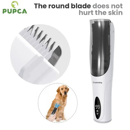 PUPCA Vacuum Pet Hair Quiet Clipper Electric Display Pet Hair Trimmer Kit Waterproof Cat Grooming Haircut Cutter Cutting Machine