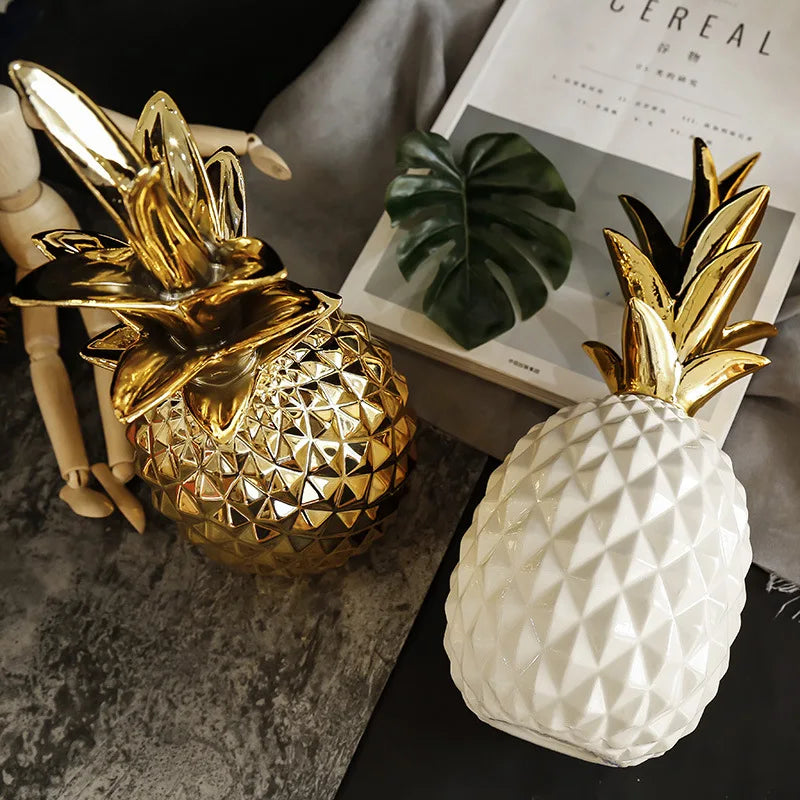 Nordic Minimalist and Luxurious Ceramic Pineapple Gold Creative Home and Living Room Decorations and Ornaments