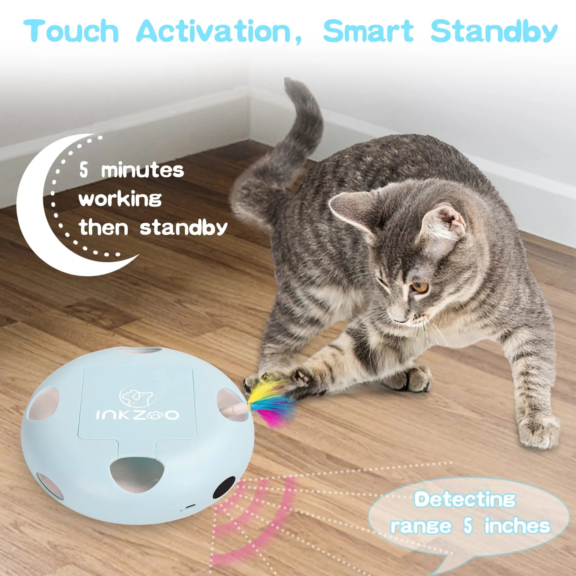 INKZOO Cat Toys, Interactive Cat Toys for Indoor Cats,  Smart Interactive Kitten Toy, Automatic 7 Holes Mice Whack-A-Mole