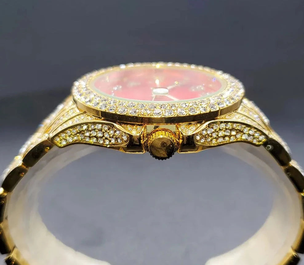 Gold Watch For Women Red Face.