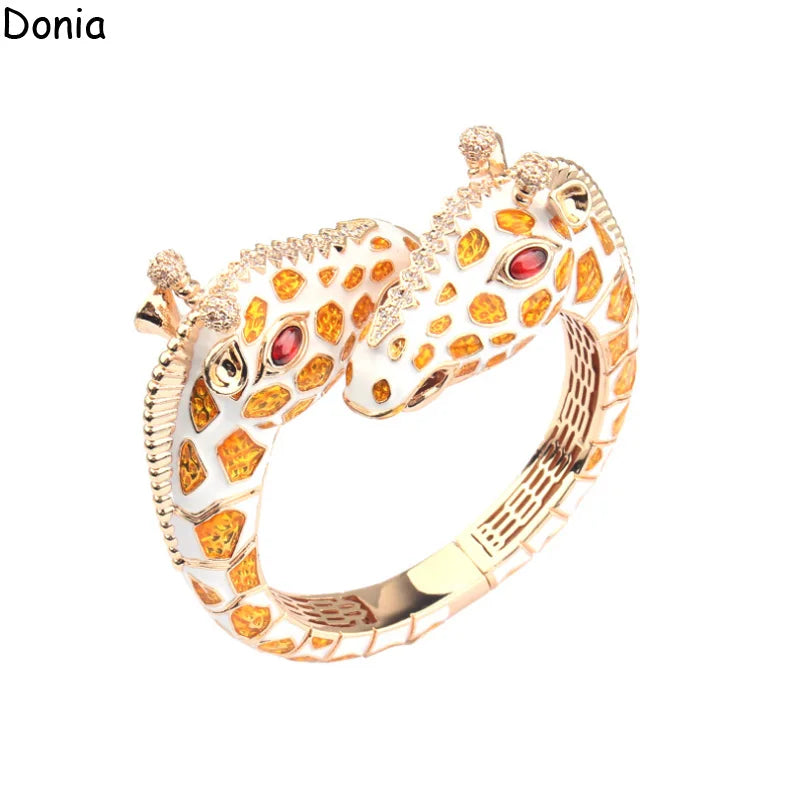 Donia Jewelry European and American fashion giraffe titanium steel micro-set zircon animal luxury bracelet