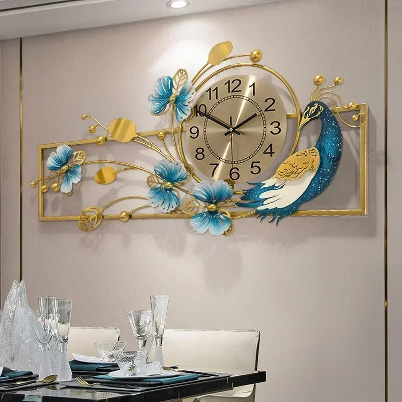 Peacock Wall Clock Modern Design Luxury