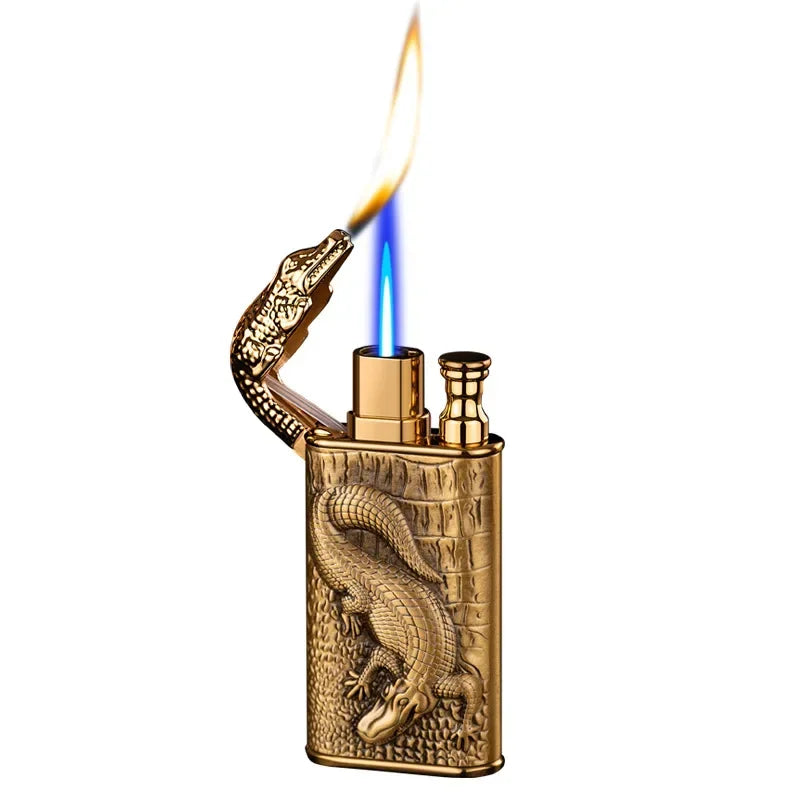 Relief Dragon Crocodile Double Fire Lighter.