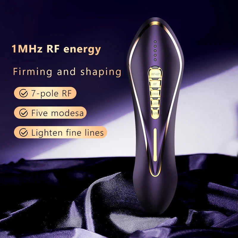 radio frequency beauty instrument lifts and tightens face.