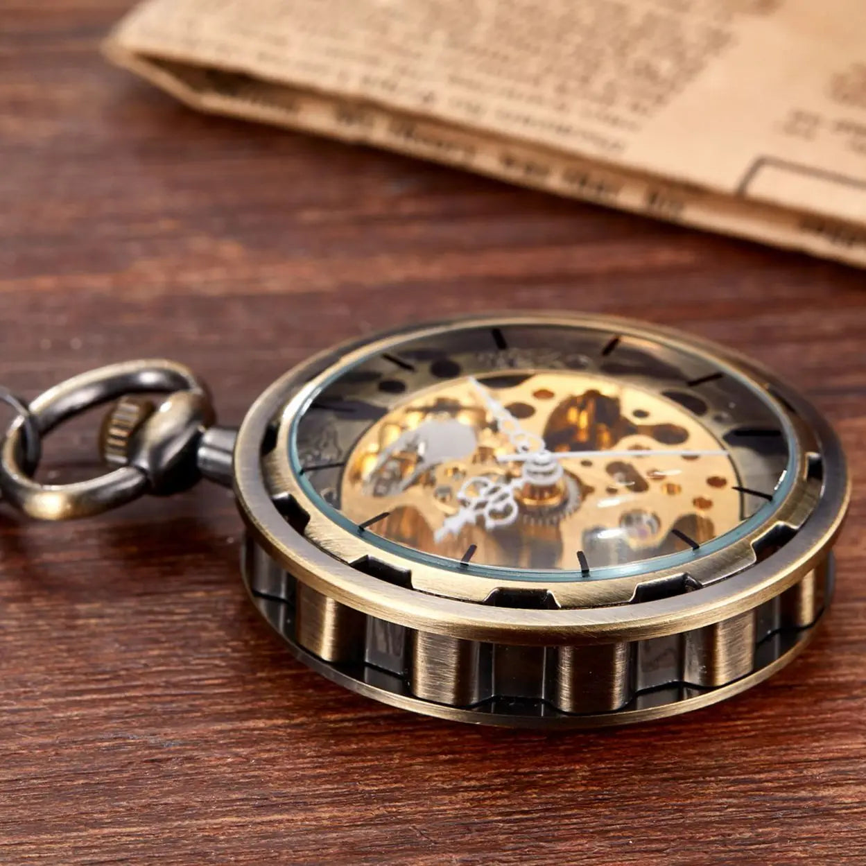 Retro Steampunk Skeleton Mechanical Pocket Watch