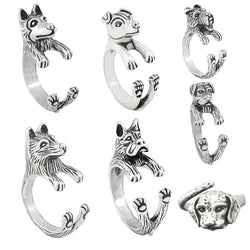 Vintage Men Cute Dog Couple Rings For Women