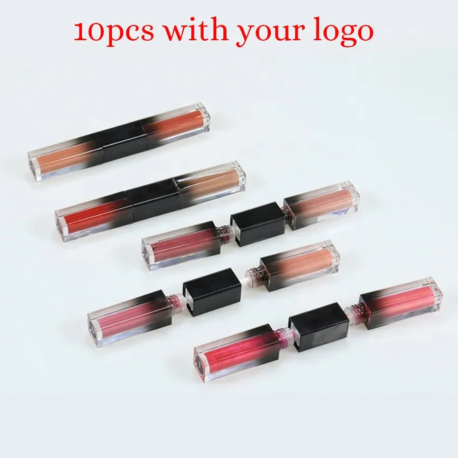 Multi-color matte double head liquid lipsticks for private label branding, 10 pieces set.