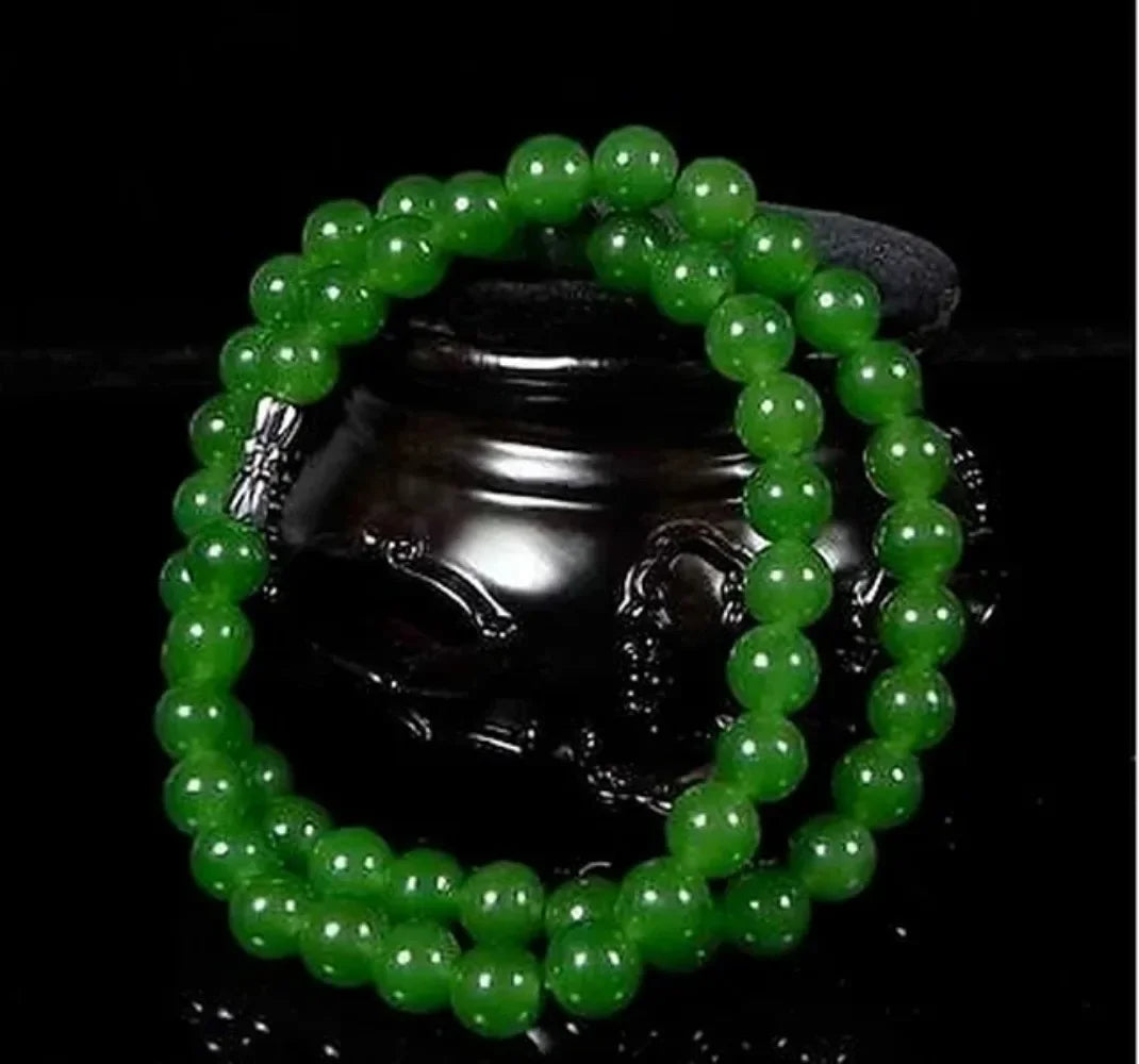 Genuine Natural Green Beads Necklace Chinese Jadeite Jewelry Fashion Charm Accessories Lucky Amulet Gifts for Women Her Men