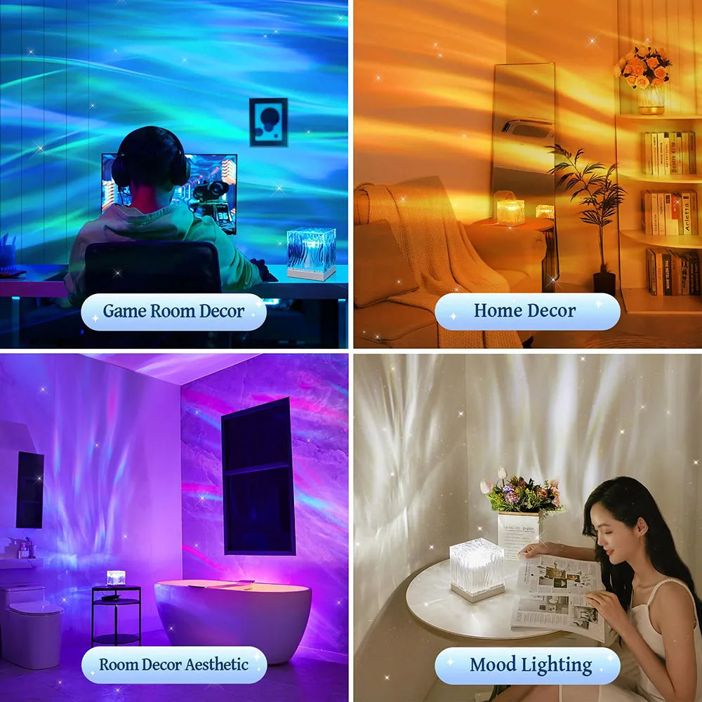 Aurora Borealis Projection Lamp Ocean Atmosphere Lamp Ceiling Starry Night Light Creative Gift for Bedroom Restaurant Decoration