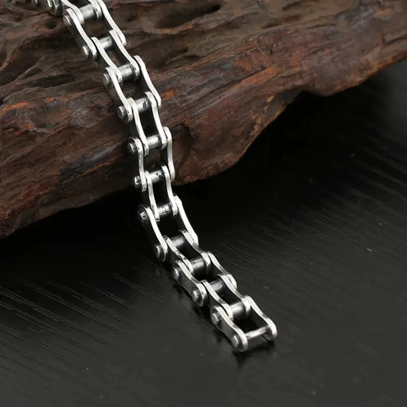 Real Solid S925 Sterling Silver Punk Bracelet Wide.