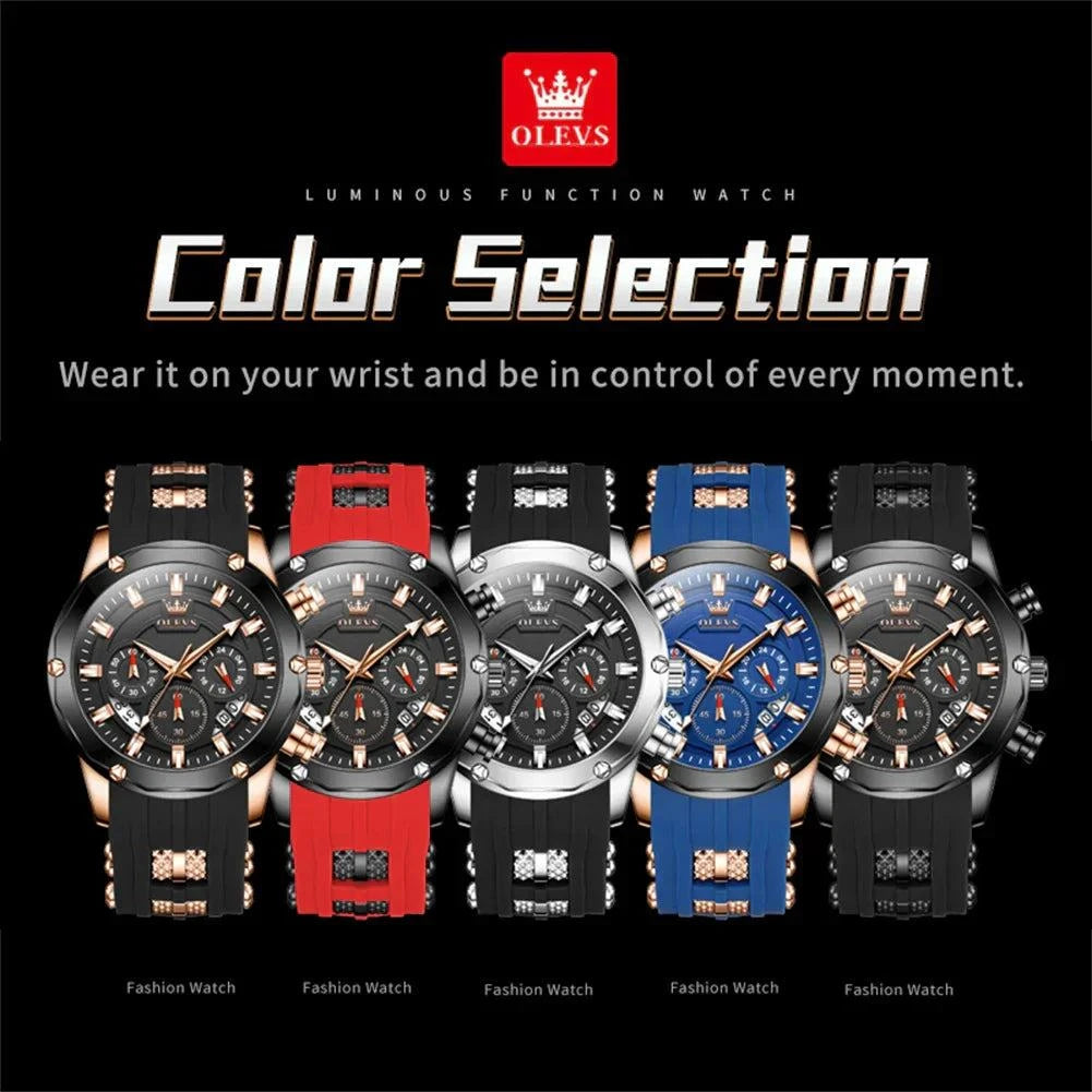 OLEVS 9991 Fashion Sport Quartz Watch For Men 45mm Big Dial Chronograph Date Hand Clock Waterproof Original Man Watches 2024