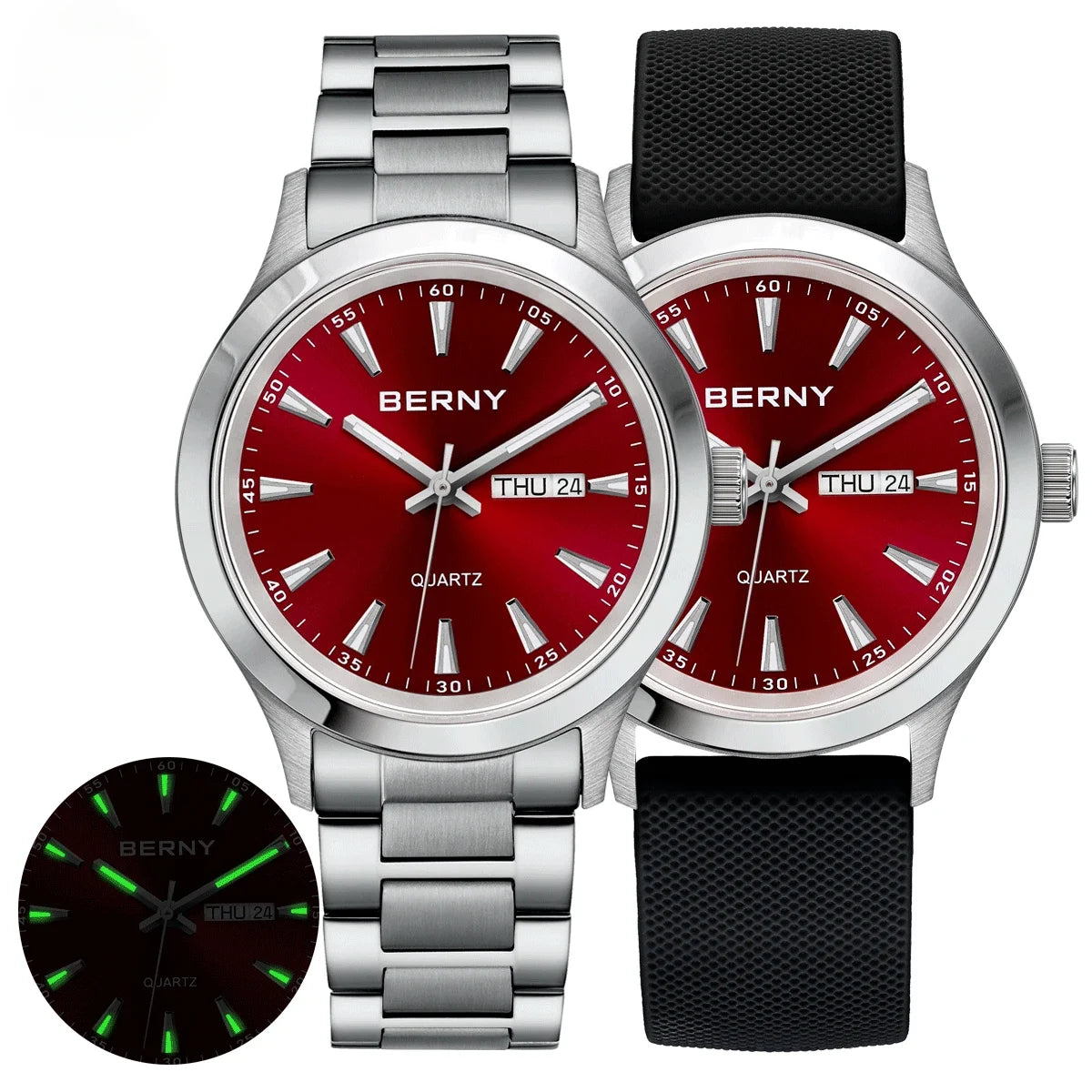 BERNY Men's Luminous Calendar Quartz Watch.