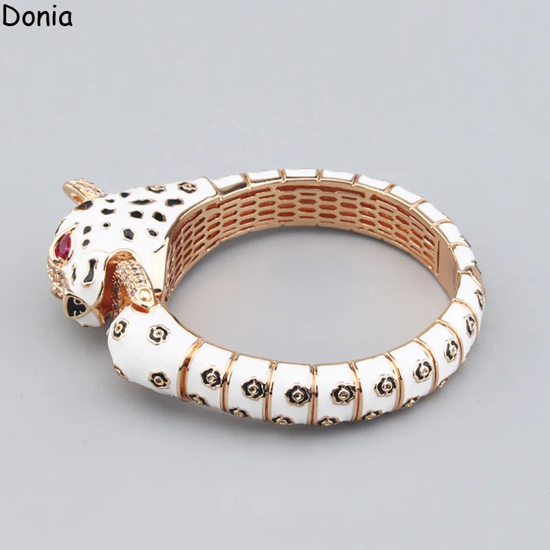 Donia Jewelry European and American fashion leopard titanium steel micro-set zircon animal luxury bracelet