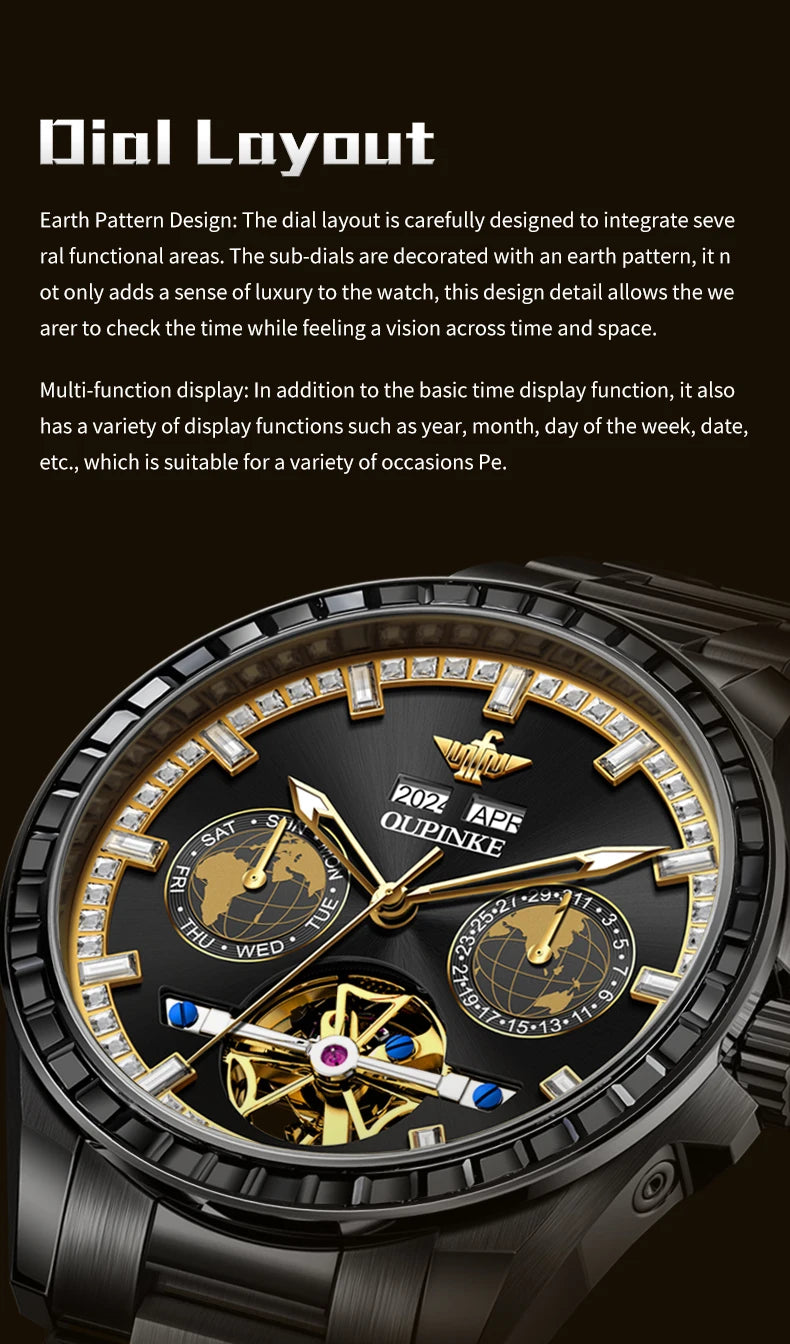 OUPINKE 3280 Hollow Skeleton Mechanical Men Watch Luxury Fashion Auto Date Watch For Men Deep Waterproof Business Man Wristwatch