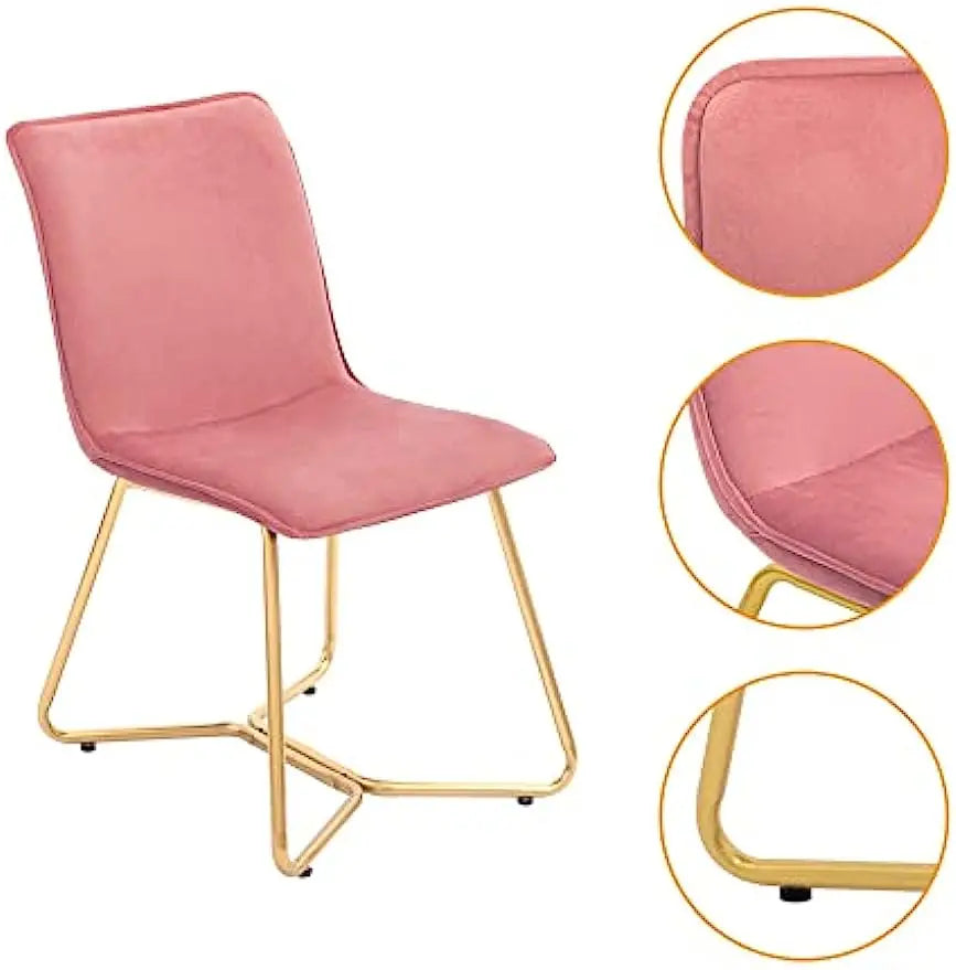 Upholstered Dining Chair with Polished Gold Metal Frame, Set of 2 for Kitchen Living Room Dining Chair