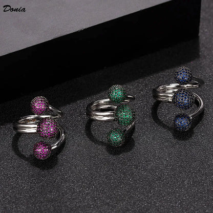 Donia jewelry New Fashion European and American Exaggerated Luxury Ladies Party Ring Copper Micro Inlaid AAA Zircon Ring