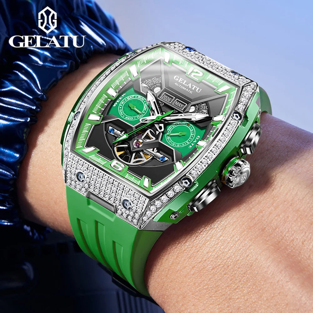 GELATU High Quality Tonneau Men's Watches Waterproof.