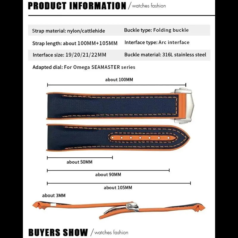 High Density Nylon Rubber Watchband For Omega X Swatch.