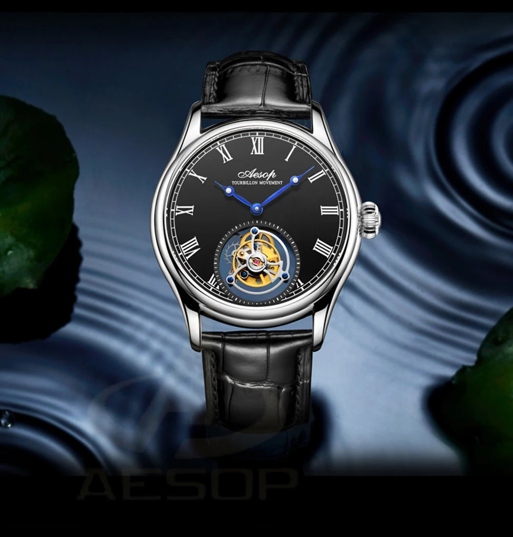 Aesop Real Flying Tourbillon Movement Mechanical Watches Luxury Watch for Men Skeleton Tourbillon Watch Sapphire Official Store