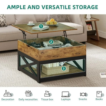 Luxury Rustic Brown Marble Coffee Table - Functional Elegance for Your Living Space