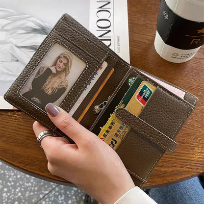 Custom Letters Genuine Leather Wallet Woman Card Holder Folding Fashion Luxury Brand Card Wallet Casual Business Coin Purse