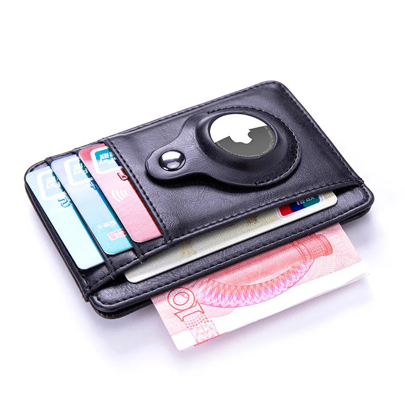 New PU Leather Airtag for Apple Card Holder Thin Wallet Rfid ID Credit Card Holder Business Carbon Fiber Purse Hot Sale Dropship