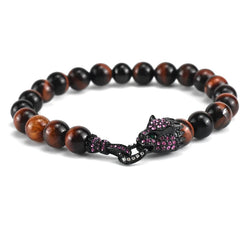 Luxury Stainless Steel Dragon Charm Bracelet For Men Women Tiger Stone Beaded Bracelets Handmade Jewelry Pulseira