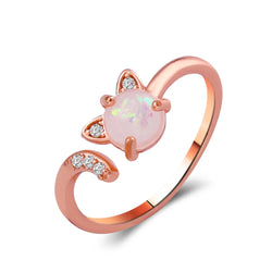 Trendy Cat Rhinestone Rings for Women Fashion.