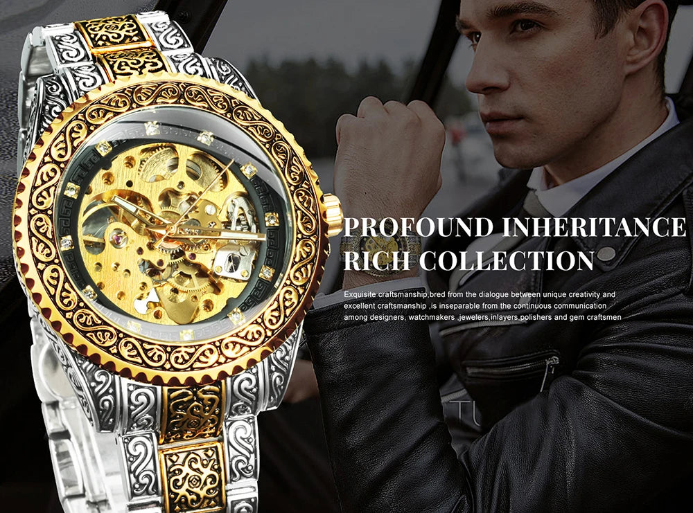 WINNER Vintage Engraved Luxury Mechanical Watch.