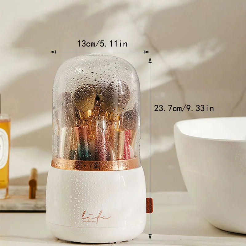 Makeup brush holder storage device with 360.