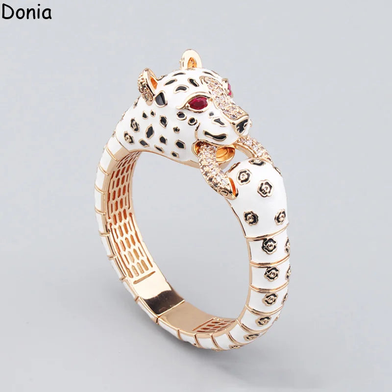 Donia Jewelry European and American fashion leopard titanium steel micro-set zircon animal luxury bracelet