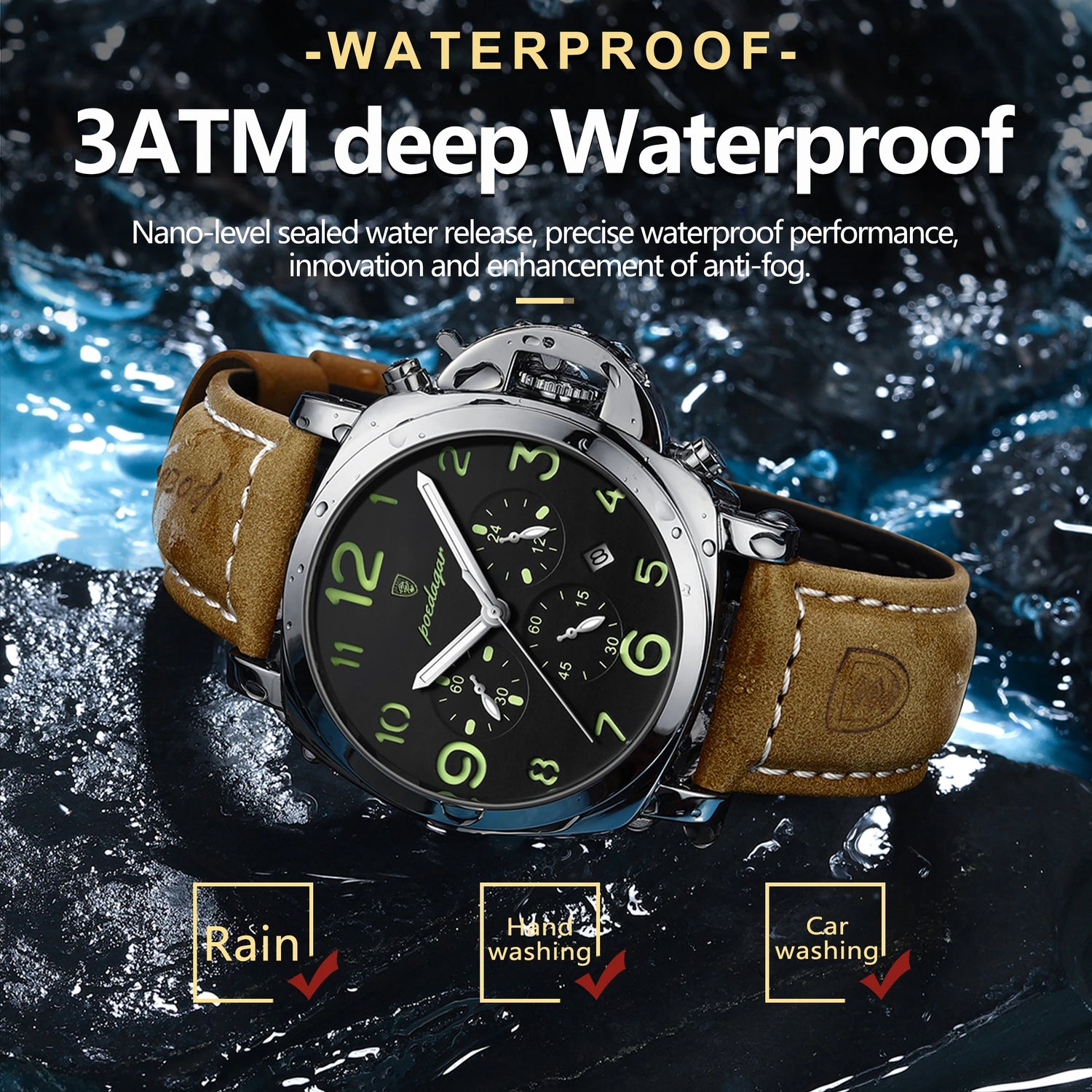 POEDAGAR Luxury Sports Watch for Man Waterproof.