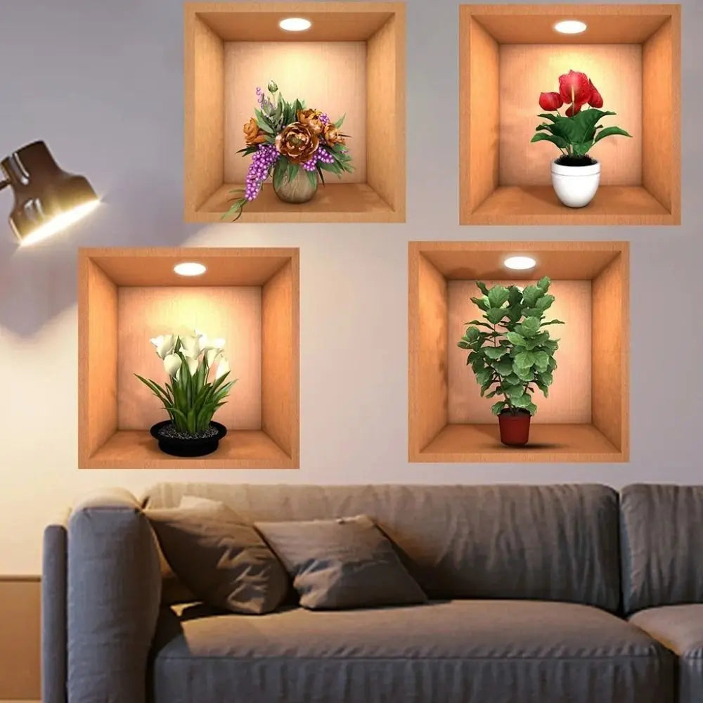 PVC Creative Green Plant Simulate 3D Wallpapers.