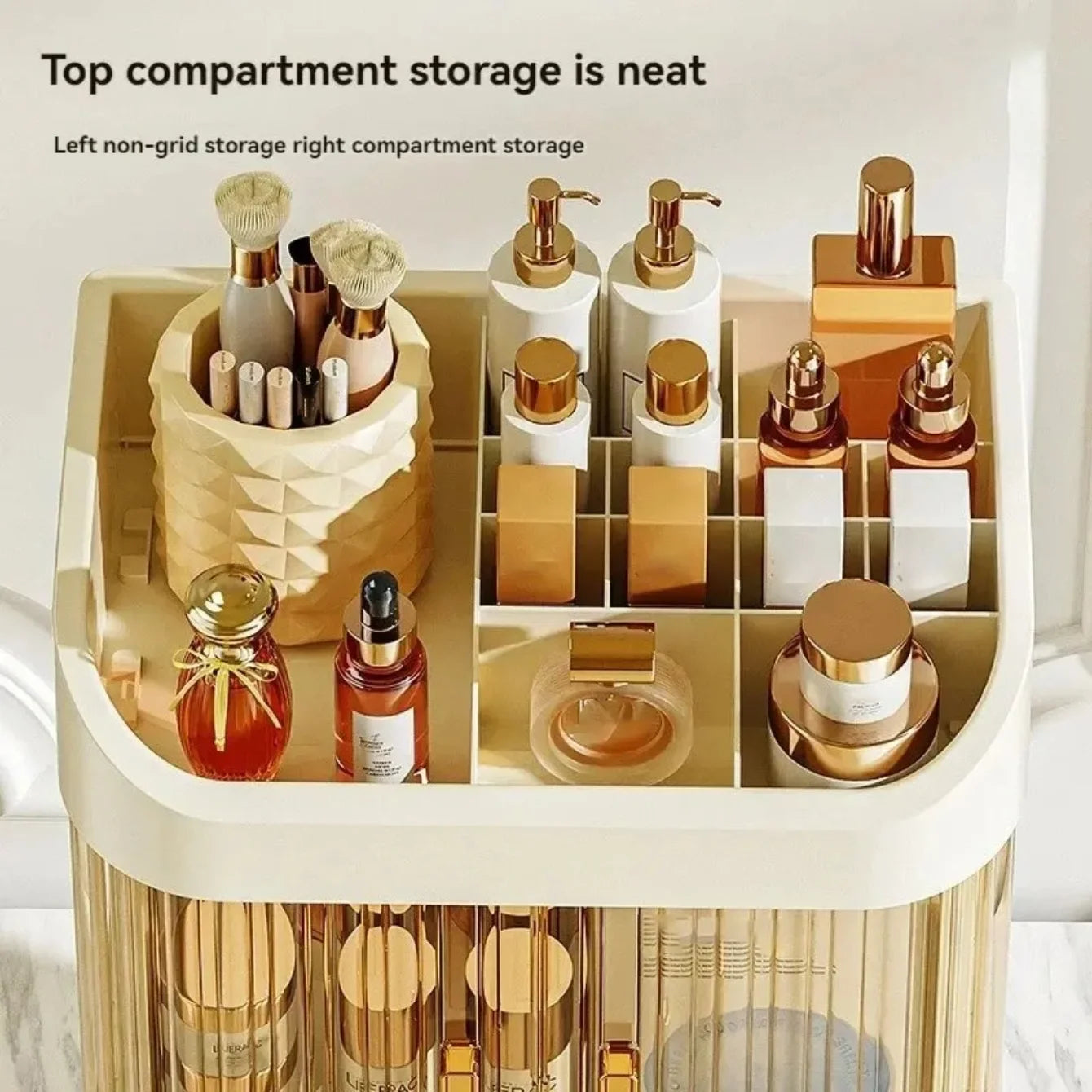 Luxury Desktop Dust Storage Drawer Type Organizer Plastic Makeup Bathroom Jewelry Box Organizer Dust-proof Skin Care Products