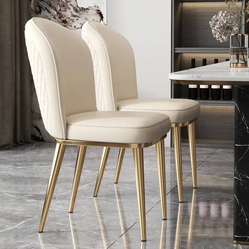 Nordic Luxury Dining Chair - Leather Backrest Chair with Metal Frame.