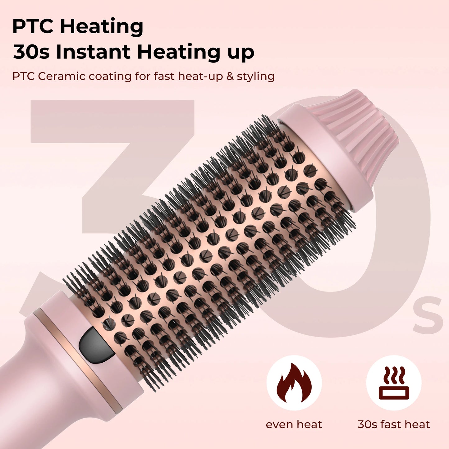 Curling Iron Brush PTC Heated Thermal Brush Ceramic Hair Curler Hot Brush Create Loose & Volume Curls Heating Hair Styling Brush