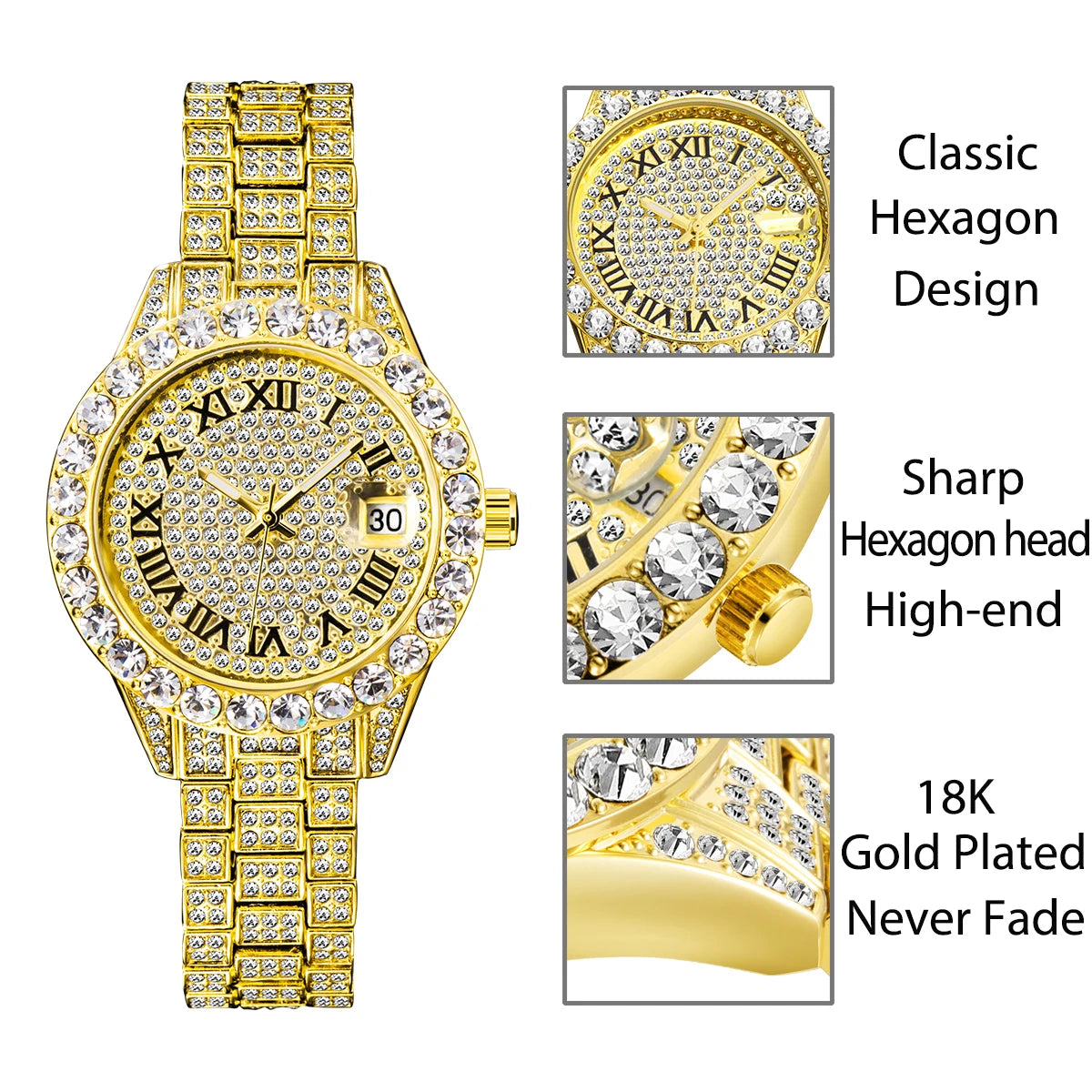 Lady Watch Luxury Diamond Elegant Dresses.