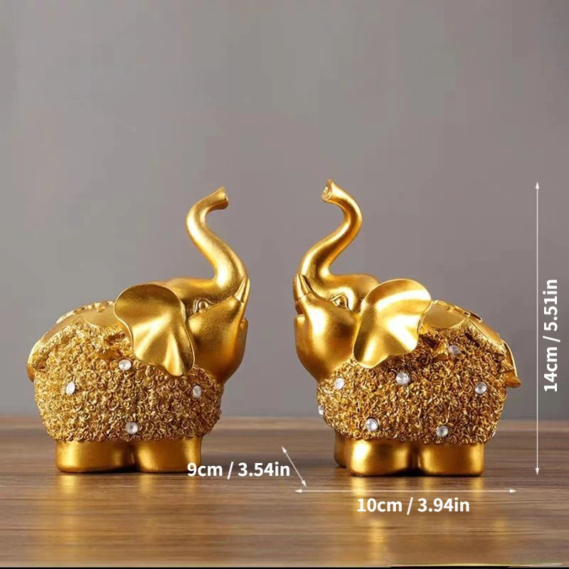 Lucky Golden Elephant Living Room Decorations TV.