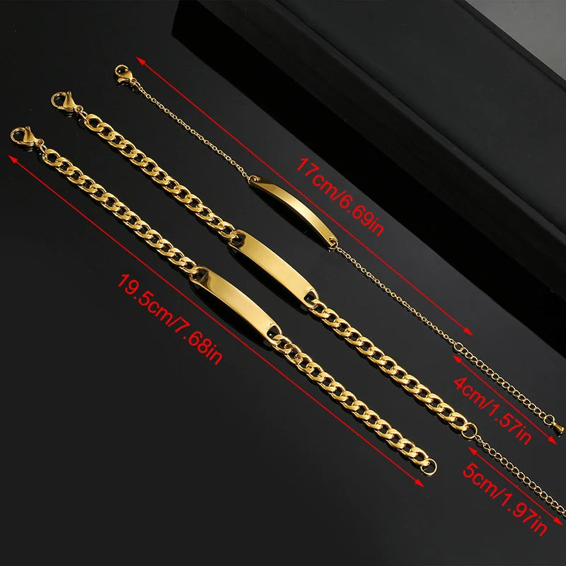 Customized Engrave Name Men Women Bracelets Stainless Steel Cuban Chain Personalized ID Bracelet Fashion Party  Jewellery Gift